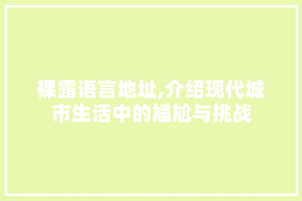裸露语言地址,介绍现代城市生活中的尴尬与挑战