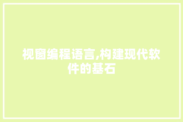 视窗编程语言,构建现代软件的基石 绘影字幕