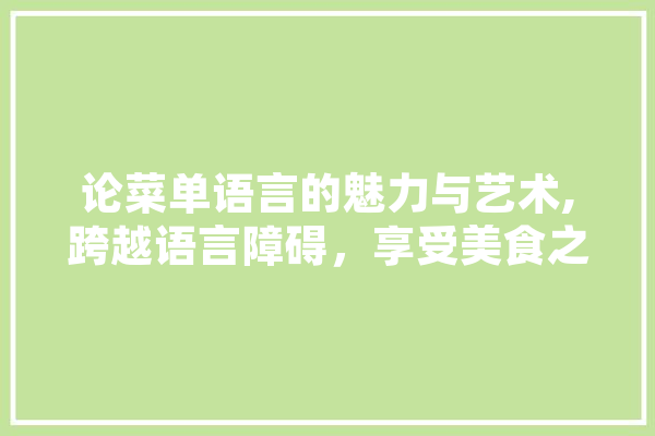 论菜单语言的魅力与艺术,跨越语言障碍，享受美食之旅