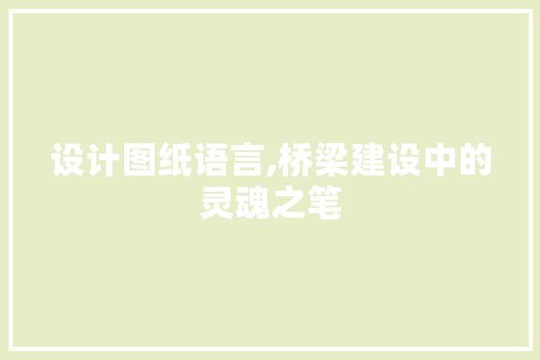 设计图纸语言,桥梁建设中的灵魂之笔
