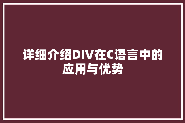 详细介绍DIV在C语言中的应用与优势