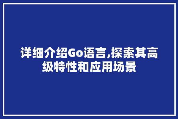 详细介绍Go语言,探索其高级特性和应用场景 智能助手