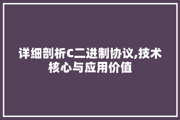 详细剖析C二进制协议,技术核心与应用价值 智能问答