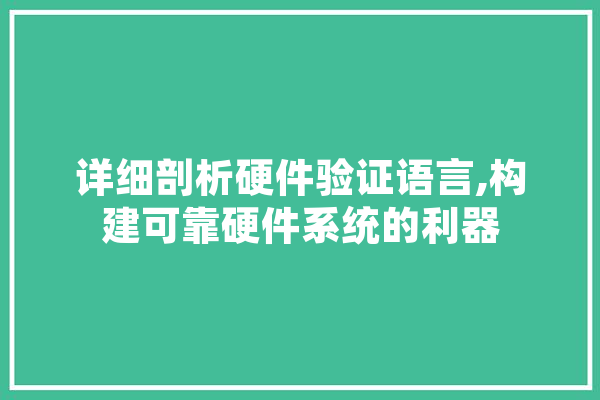 详细剖析硬件验证语言,构建可靠硬件系统的利器