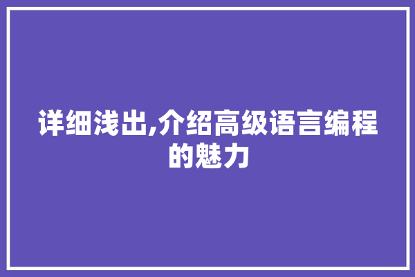 详细浅出,介绍高级语言编程的魅力 智能助手
