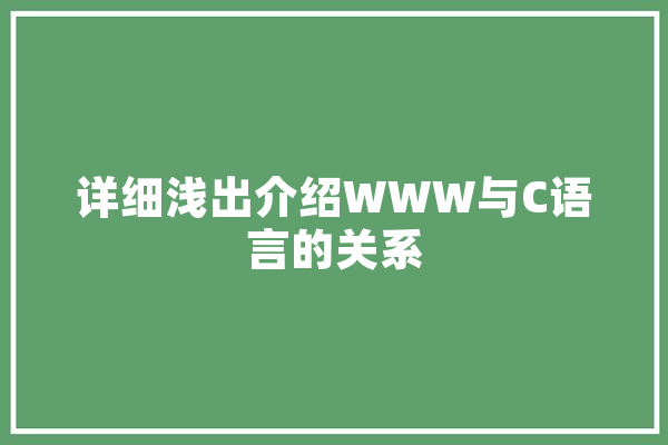 详细浅出介绍WWW与C语言的关系 绘影字幕
