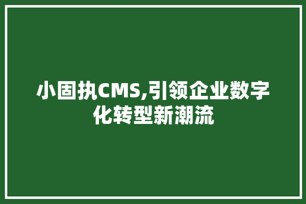 小固执CMS,引领企业数字化转型新潮流 科技快讯