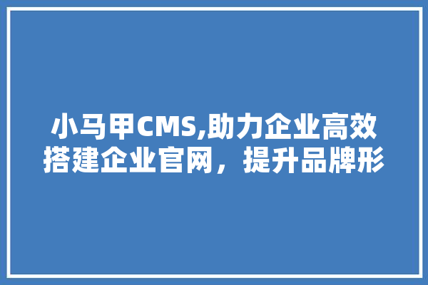 小马甲CMS,助力企业高效搭建企业官网，提升品牌形象 智能写作