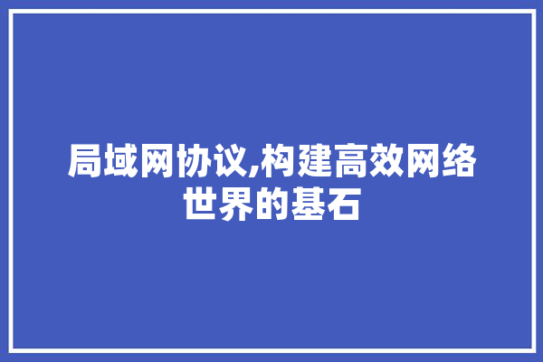 局域网协议,构建高效网络世界的基石