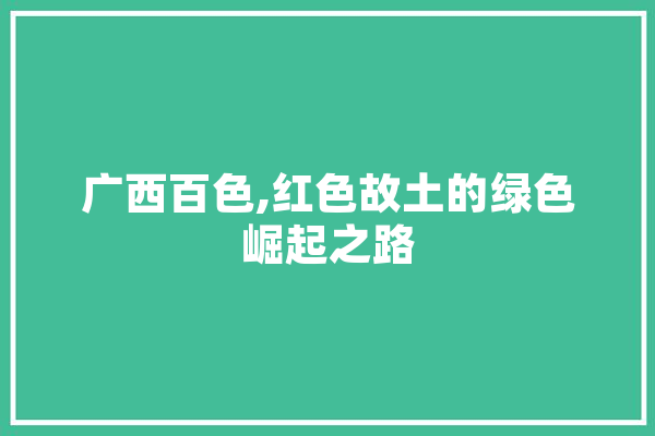 广西百色,红色故土的绿色崛起之路 云服务