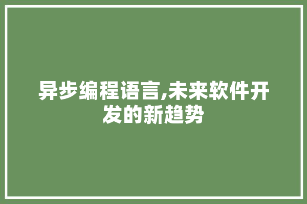 异步编程语言,未来软件开发的新趋势
