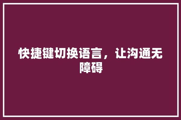 快捷键切换语言，让沟通无障碍