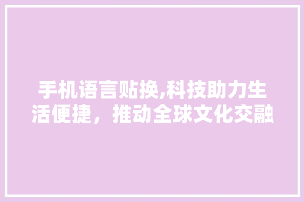 手机语言贴换,科技助力生活便捷，推动全球文化交融 AI快讯