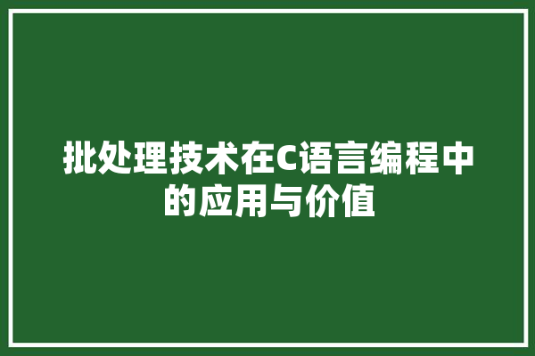 批处理技术在C语言编程中的应用与价值