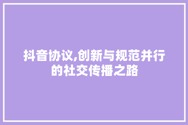 抖音协议,创新与规范并行的社交传播之路 文字写作
