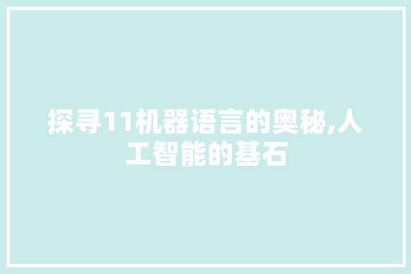 探寻11机器语言的奥秘,人工智能的基石