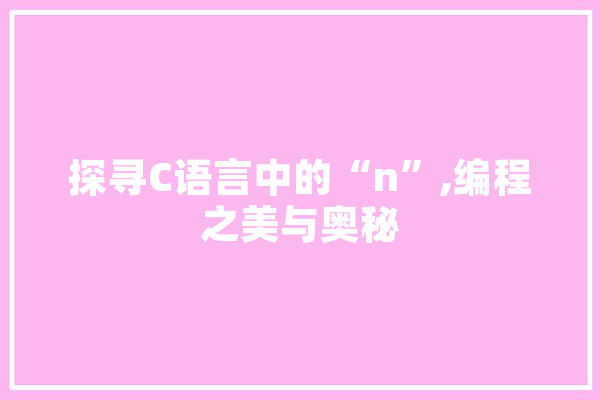 探寻C语言中的“n”,编程之美与奥秘
