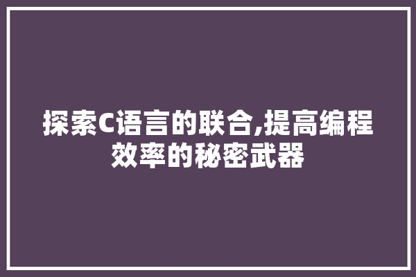 探索C语言的联合,提高编程效率的秘密武器