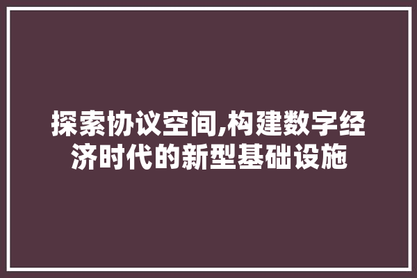 探索协议空间,构建数字经济时代的新型基础设施