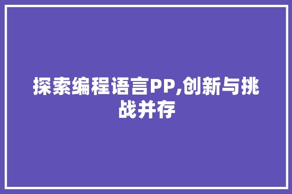探索编程语言PP,创新与挑战并存