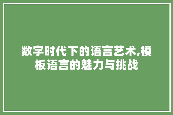 数字时代下的语言艺术,模板语言的魅力与挑战