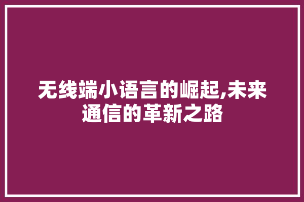 无线端小语言的崛起,未来通信的革新之路