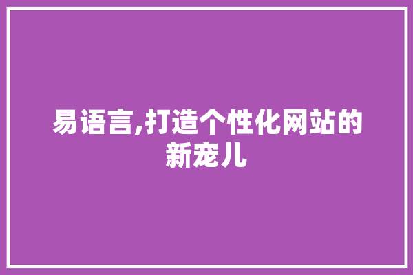 易语言,打造个性化网站的新宠儿