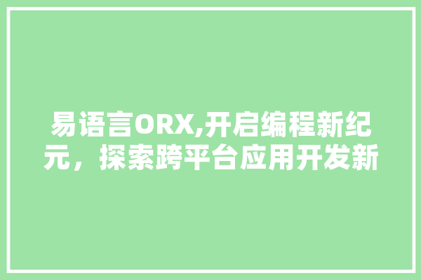 易语言ORX,开启编程新纪元，探索跨平台应用开发新境界 智能写作