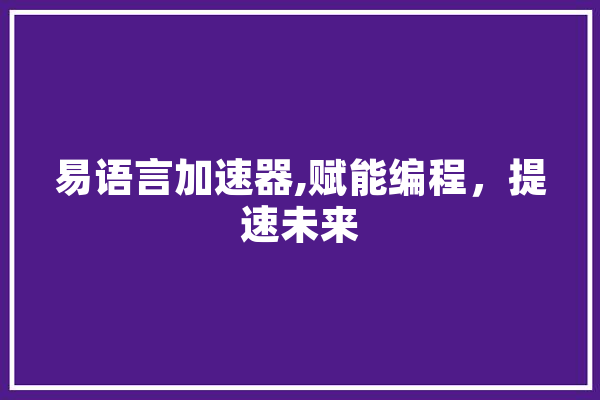 易语言加速器,赋能编程，提速未来