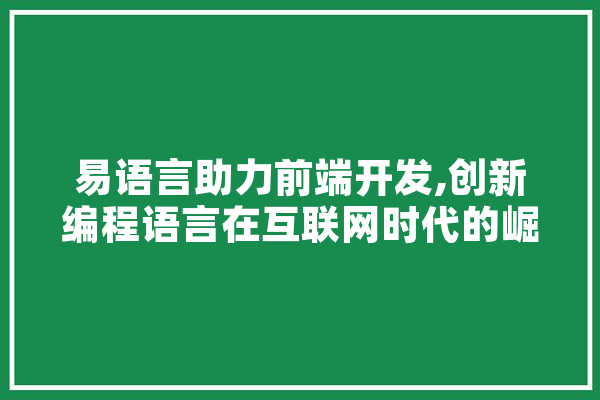 易语言助力前端开发,创新编程语言在互联网时代的崛起