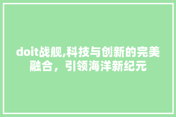 doit战舰,科技与创新的完美融合，引领海洋新纪元 绘影字幕