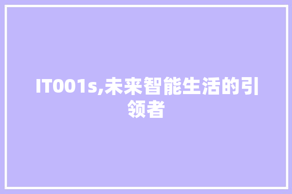 IT001s,未来智能生活的引领者