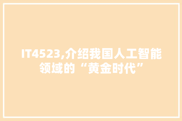 IT4523,介绍我国人工智能领域的“黄金时代” 科技快讯