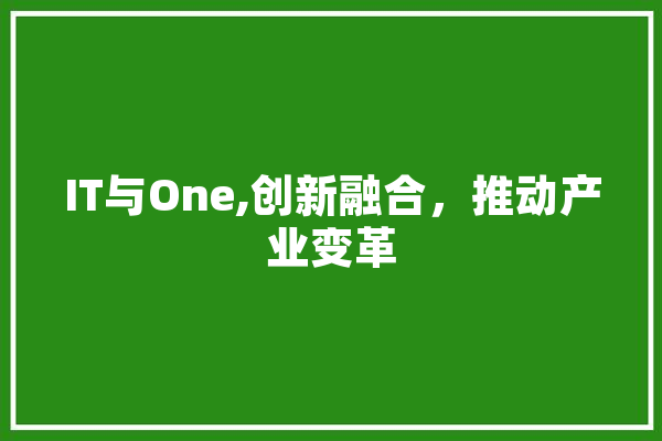IT与One,创新融合，推动产业变革