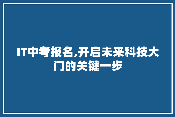 IT中考报名,开启未来科技大门的关键一步