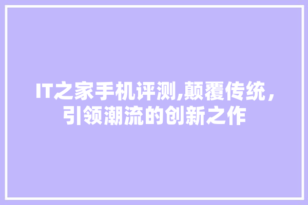IT之家手机评测,颠覆传统，引领潮流的创新之作