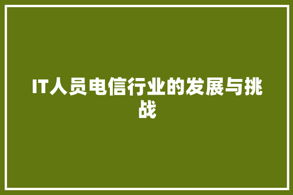 IT人员电信行业的发展与挑战