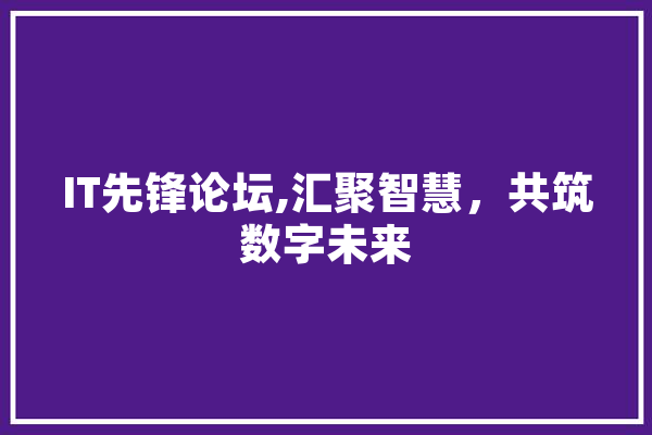 IT先锋论坛,汇聚智慧，共筑数字未来