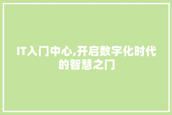 IT入门中心,开启数字化时代的智慧之门 云服务