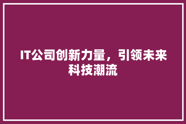 IT公司创新力量，引领未来科技潮流