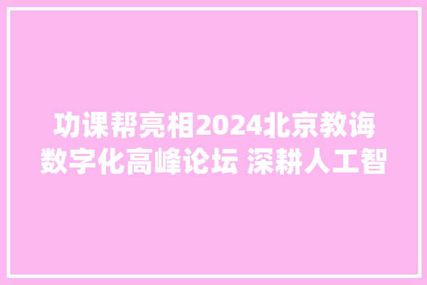 功课帮亮相2024北京教诲数字化高峰论坛 深耕人工智能+教诲落地应用_功课_模子 绘影字幕