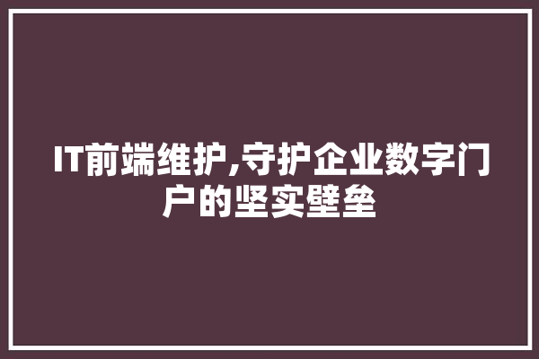 IT前端维护,守护企业数字门户的坚实壁垒