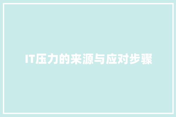 IT压力的来源与应对步骤
