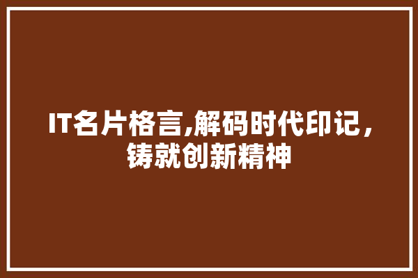 IT名片格言,解码时代印记，铸就创新精神 云服务