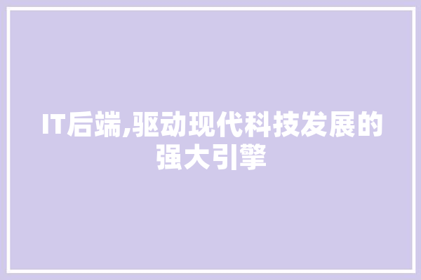 IT后端,驱动现代科技发展的强大引擎 AI简讯