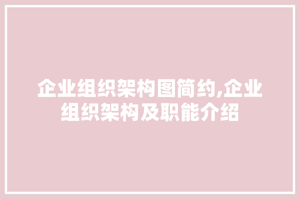 企业组织架构图简约,企业组织架构及职能介绍