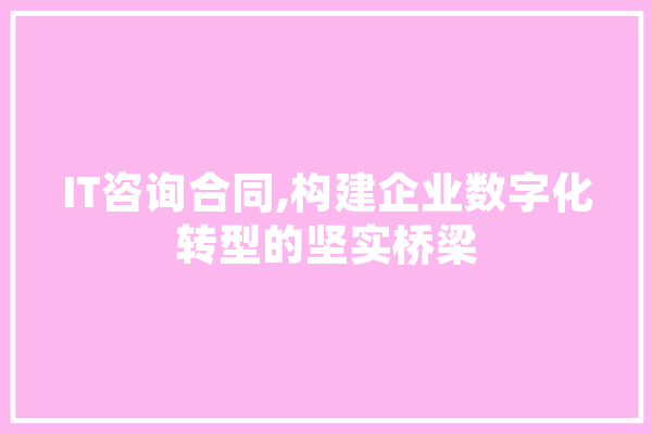 IT咨询合同,构建企业数字化转型的坚实桥梁