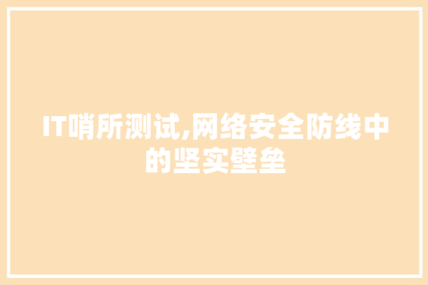 IT哨所测试,网络安全防线中的坚实壁垒 智能问答