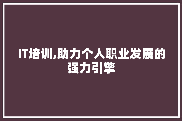 IT培训,助力个人职业发展的强力引擎 文字写作