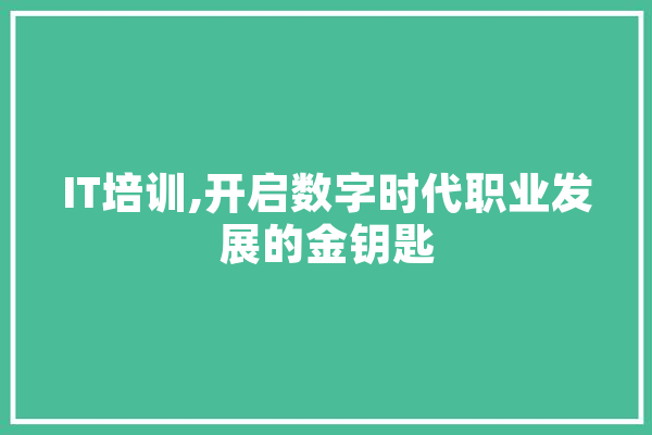 IT培训,开启数字时代职业发展的金钥匙